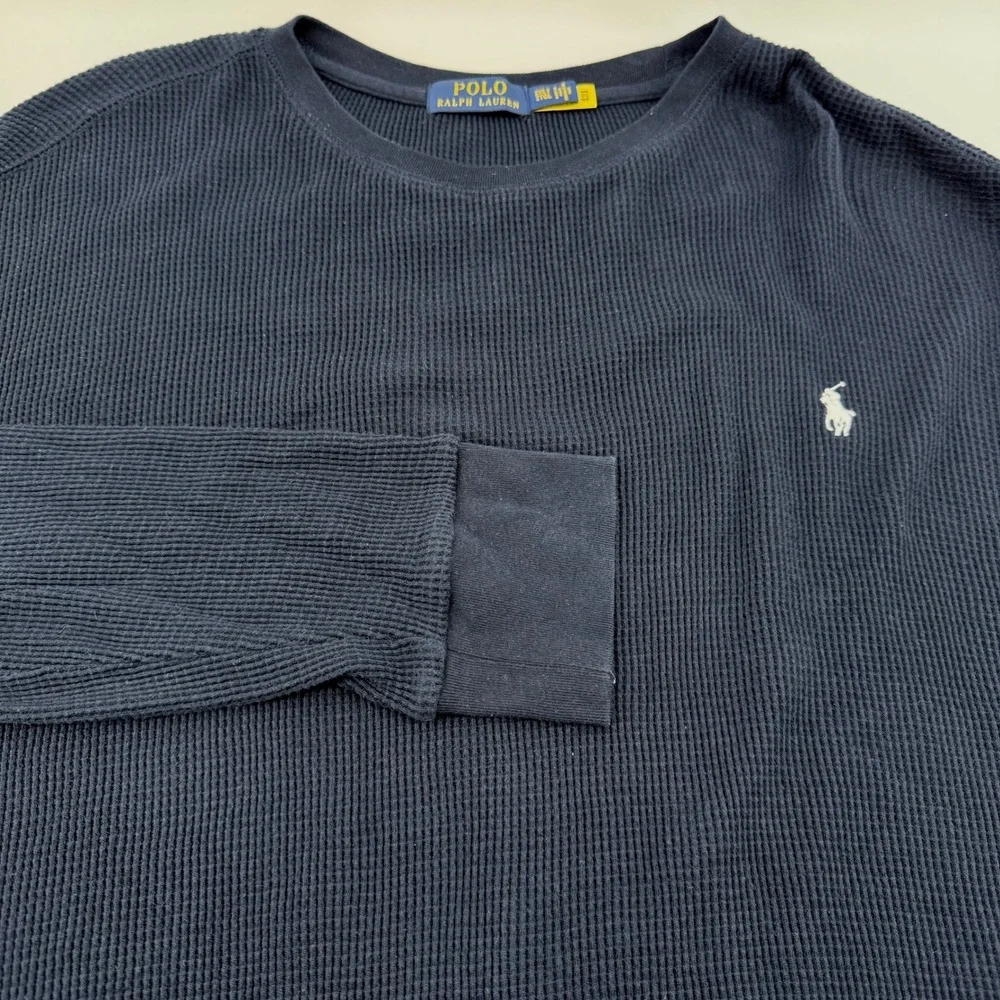 Polo Ralph Lauren Waffle Knit Thermal Long Sleeve Shirt Mens 2XLT Navy Blue